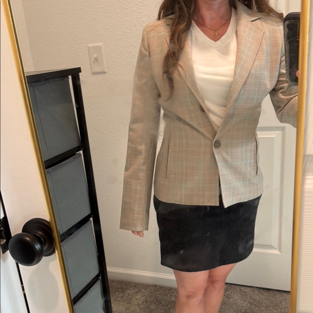 Express Design Studio Tan Blazer Tailored Fit - Made in Turkey